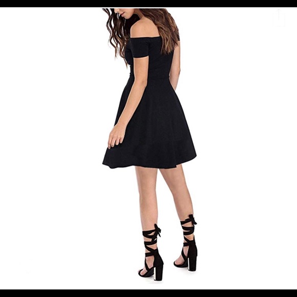 Little Black Cocktail Dress Off The Shoulder - Picture 2 of 3